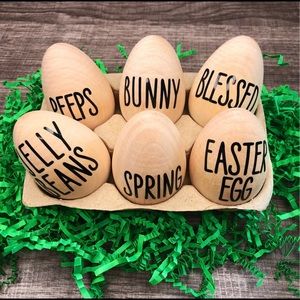 Wooden Easter Egg Set 6 Pack